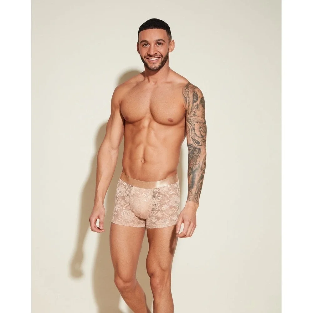 Cosabella Never Say Never Lace Trunk Shorts‎ Nude Beige Size XL
